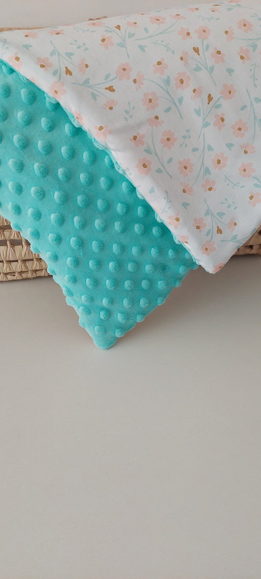 Manta | colcha sweet flowers com verde menta